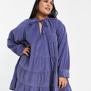 ASOS Long Sleeve Tiered Dress in Purple